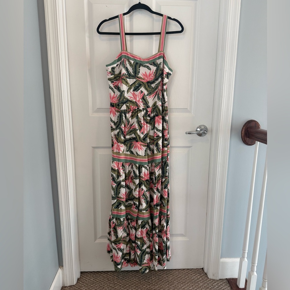 Loft Linen Blend Tropical Print Maxi Dress size 4 - Picture 2 of 15